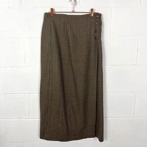 VTG Breeches Maxi Skirt Button Wrap Alpaca Wool Blend Dark Academia Twee SZ 12